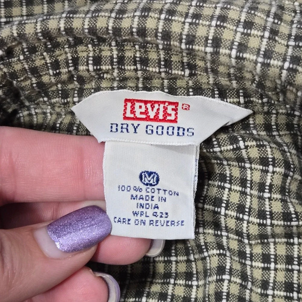 Levis Dry Goods Kids‎ Boys Medium Green Plaid Long Sleeve Button Down Shirt